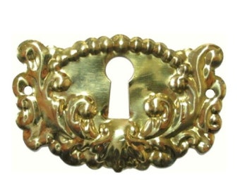 Key Hole Cover- Stamped Brass VICTORIAN KEYHOLE COVER