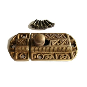 Cabinet Latch Victorian Style Flush Mount CABINET LATCH Antiqued Cast Brass