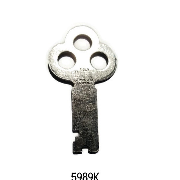 Excelsior Lock Company Trunk lock Key - Nickel Plated Steel Replacement Key - Antique Lock Key Replacement trunk key