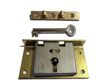 Details about   Half mortice,hook at back RH 1 1/2"x3" csbinet lock ...Solid Brass. 