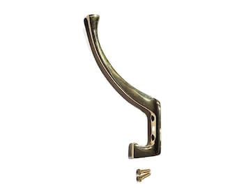 Coat Hook  - Mission Style Cast Brass Front Mount COAT HOOK - Solid Brass Hook - Hall Tree