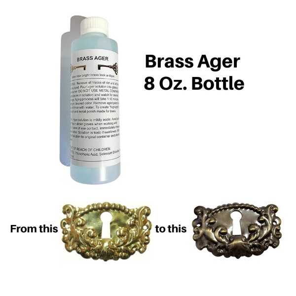 Brass Darkening Solution - Brass Patina - Metal Ager  - 8 Ounce Bottle