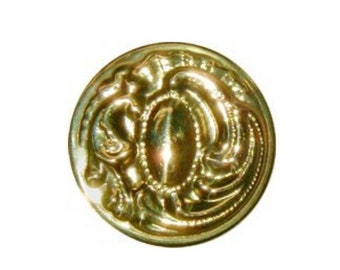 Brass Furniture Knob - Victorian Style Hollow Stamped Brass KNOB Available in 3 sizes