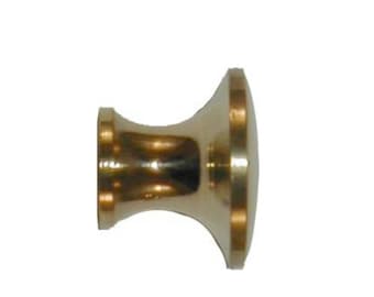 Small Brass Knob - Small Turned Brass Bookcase Knob Polished Turned Brass 5/8"