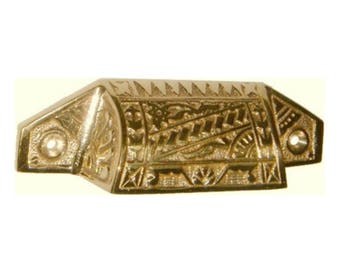 VICTORIAN CAST BRASS BIN DRAWER PULL B1373