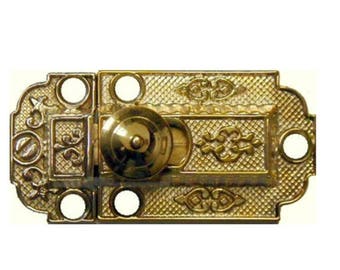 Cast Brass Latch Eastlake Victorian Style Flush Mount CABINET LATCH