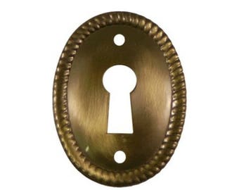 Крышка для замочной скважины - состаренная штампованная латунь Вертикальная горизонтальная крышка для замочной скважины с веревочной окантовкой