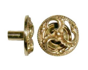 Brass Knob - Victorian Style Cast Brass Knob with Stamped Brass Backplate