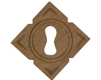 Wooden Key Hole Cover- Victorian Walnut and Oak Square KEYHOLE COVER Antique Style