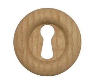 Wooden Key Hole Cover- Victorian Walnut and Oak Large Round KEYHOLE COVER Antique Style