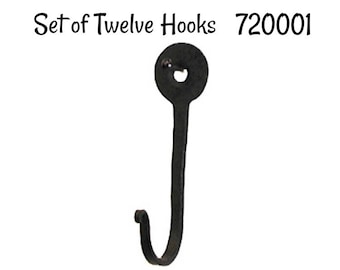 Horse Shoe Nail Coat Hook - Set of Twelve Wrought Iron Coat hooks