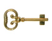 Blank Roll Top Desk Key - Solid Brass Key for Roll Top Desk Lock - Polished Brass Skeleton Antique Vintage