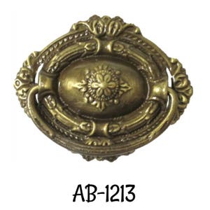Drawer Pull- DEPRESSION ERA Antiqued Stamped Brass Single Post Pull