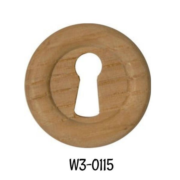 Wooden Key Hole Cover- Victorian Walnut and Oak Small Round KEYHOLE COVER Antique Style
