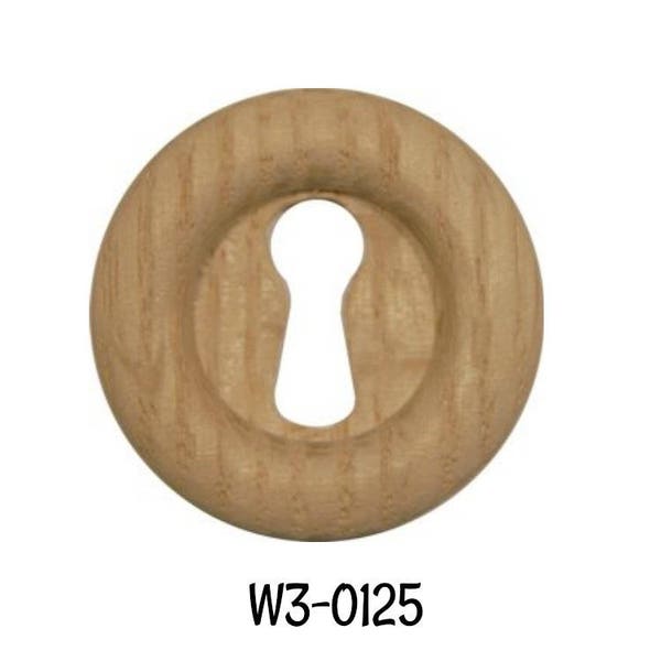 Wooden Key Hole Cover- Victorian Walnut and Oak Large Round KEYHOLE COVER Antique Style
