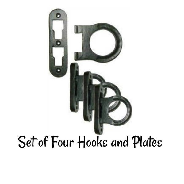 Antique Style Bed Rail Hooks - Bed Rail Fasteners - Set of Four Cast Iron Horseshoe Antique Bed Frame Hooks