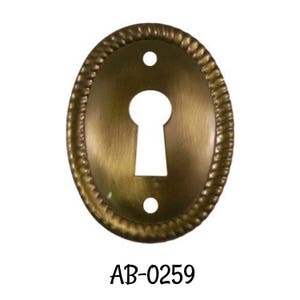 Key Hole Cover - Antiqued Stamped Brass Vertical Horizontal Keyhole Cover with Rope Edging