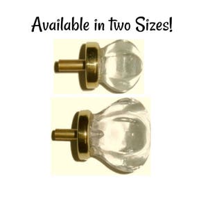Clear Glass and Brass Knob - Translucent Glass Knob - Available in two sizes - Rear Mount - Hoosier Cabinet