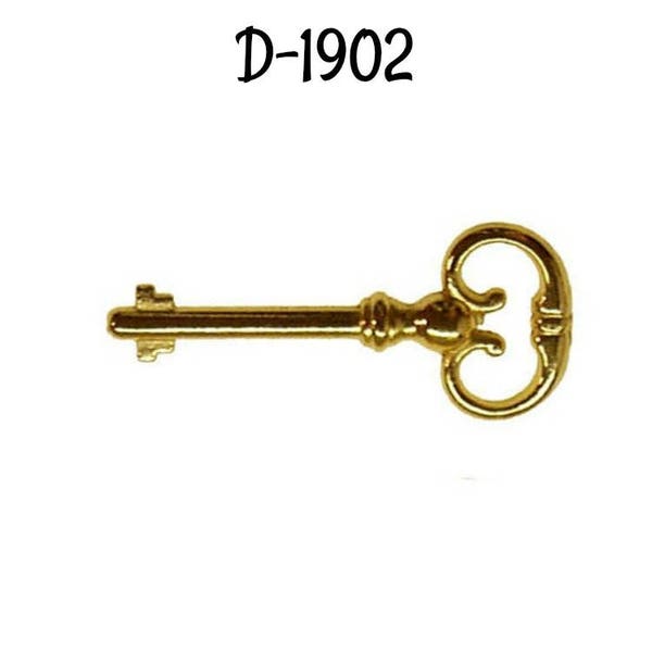 Roll Top Desk Key - Brass Plated Key for Roll Top Desk Lock - Polished Skeleton Antique Vintage