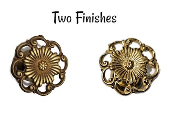 Brass Knob - Victorian Style Cast Brass Knob, Victorian Knobs, Antique Style Hardware - Two finishes