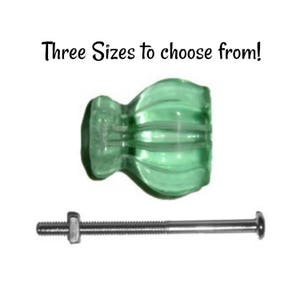 Light Green Glass Knob - Transparent Light Green Glass Knob - Available in three sizes - Front Mount - Hoosier Cabinet - Hexagon