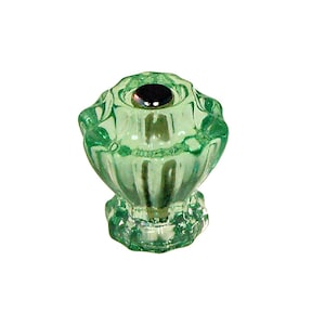 Light Green Fluted Glass Knob - Transparent Light Green Glass Knob -  Front Mount - Hoosier Cabinet