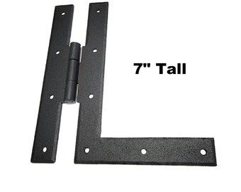 Set of four 7" HL Hinges - Black Hand forged steel, powder coated black sold as a set