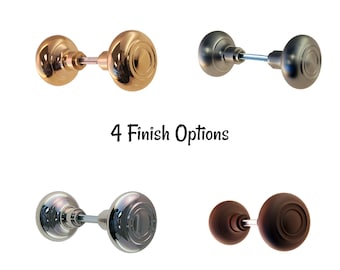 Door Knob Hollow Wrought Brass Spun Design - Vintage Door Knob - Antique Style Door Knob - 4 Finish Options