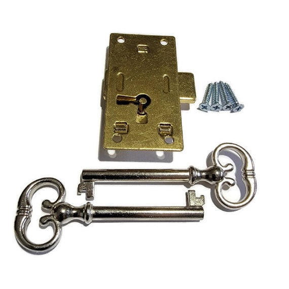 Restorers Classic Steel Cabinet Lock with Skeleton Key