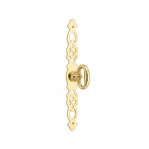 Brass Mock KEY With Back Plate - Early American Chippendale Style Mock Key with Back Plate in the Bright Brass Finish