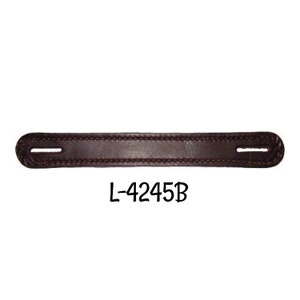 May include: A brown leather strap with stitching and a small hole on each end. The strap is labeled "L-4245B".