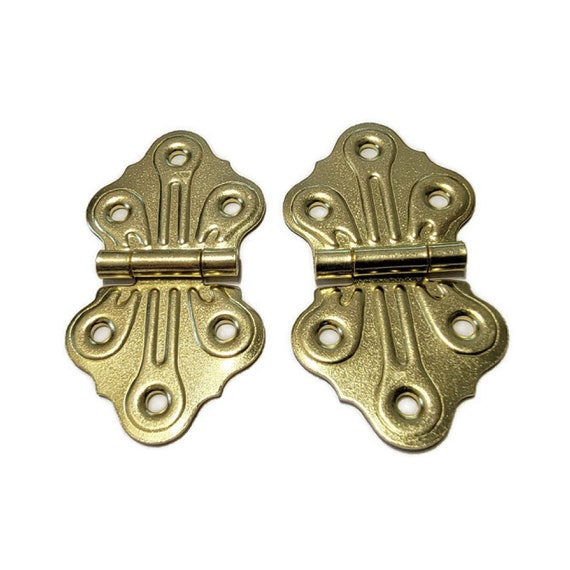 Pair of Brass Plated Hinges Brass Plated Steel BUTTERFLY HINGE Decorative  Hinge 
