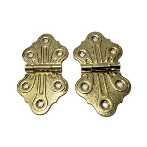 Pair of Brass plated Hinges Brass Plated Steel BUTTERFLY HINGE Decorative Hinge