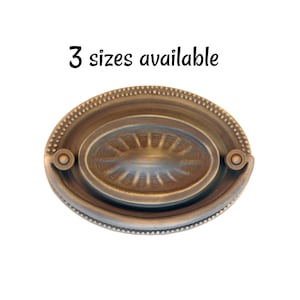 Drawer Pull- Hepplewhite/Sheraton Style Stamped Antiqued Brass Oval DRAWER PULL