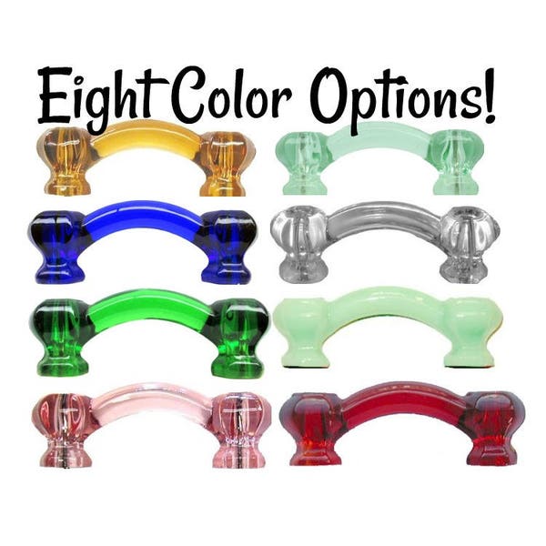 Front Mounted Glass Drawer Pull-  Antique Style glass Pull in Red, Cobalt, Clear, Amber, Light Green and Jadeite Jadite- Hoosier