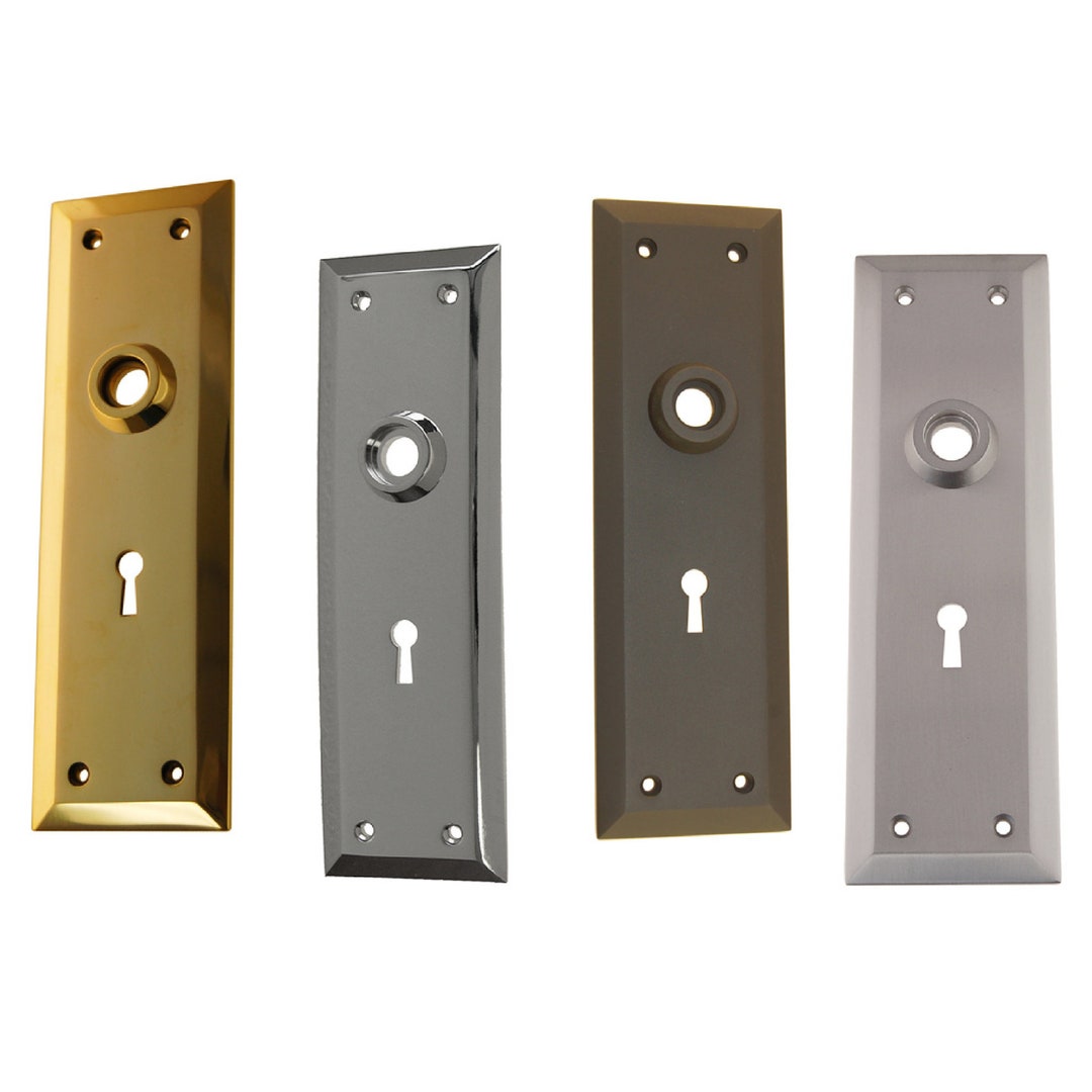 Brass Rectangular Door Trim Plate With Hub and Keyhole Etsy