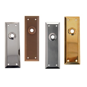 7&quot; Versatile door trim (escutcheon) plate. Stamped Wrought brass.  Available in five finishes - works with Antique Style Door Knobs only