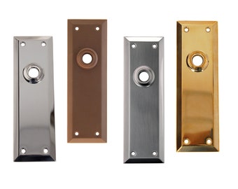 7" Versatile door trim (escutcheon) plate. Stamped Wrought brass.  Available in five finishes