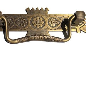 Drawer Pull - Stamped Brass Eastlake Victorian American Oak Pull with Square Post in two finish options 3" Centers