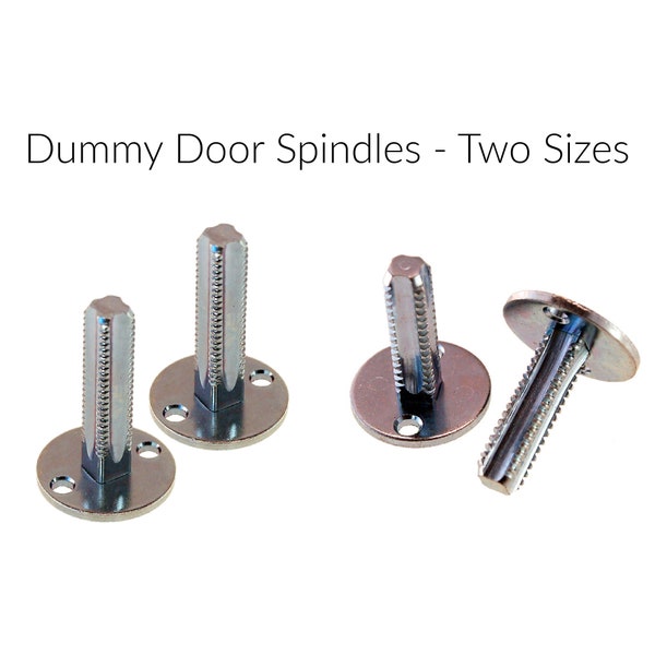 Dummy spindles for door knobs. Steel. Zinc plated. Sold by the pair. Two Sizes