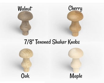 SHAKER KNOBS - Walnut, Maple, Cherry, and Oak - Shaker Pins - Shaker Pegs