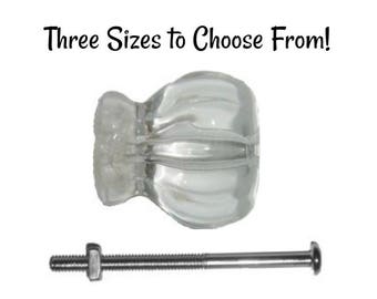 Clear Glass Knob - Available in three sizes - Front Mount -  Vintage Style Glass Knob - Hoosier Cabinet