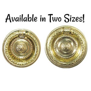 Drawer Pull- Hepplewhite/Sheraton Style Stamped Brass Round Single Post Ring Pull with Rosette