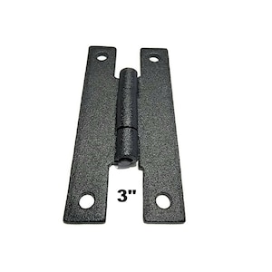 Pair of Hinges - Rough Iron Flush Mount CABINET &quot;H&quot; HINGEs with Matte Black Finish Sold by the pair