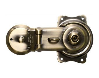 Trunk Lock - Antique Brass Plated Flush Mount Trunk Lock with Keys