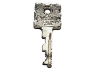 Excelsior 244 Trunk Key - Nickel Plated Steel Replacement Key - Antique Lock Key