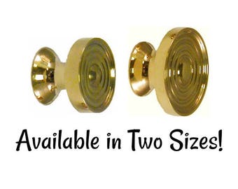 Modern Brass Knob -Cast Brass KNOB with Concentric Rings