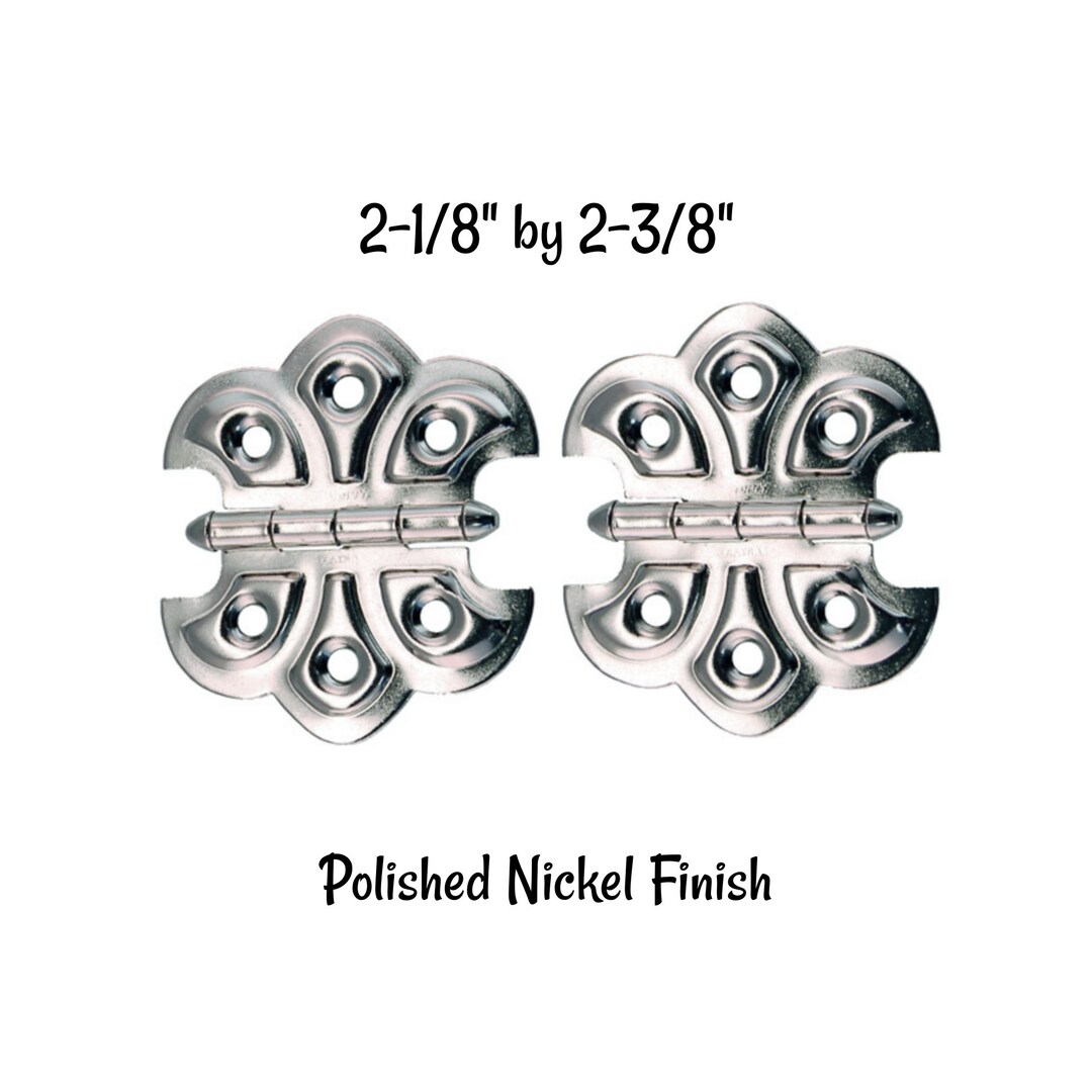 Pair of Butterfly Hinges 2 1/8 X 2 3/8 Nickel Plated Steel BUTTERFLY