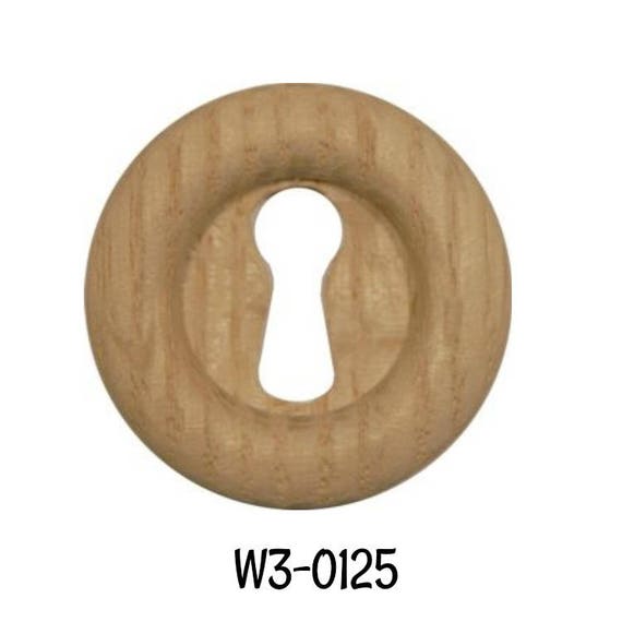 WALNUT VICTORIAN ROUND WOOD KEYHOLE LOCK ESCUTCHEON