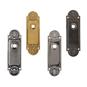 Brass Refined Door Trim Escutcheon Plate with hub for antique doors and door knobs - Stamped Design